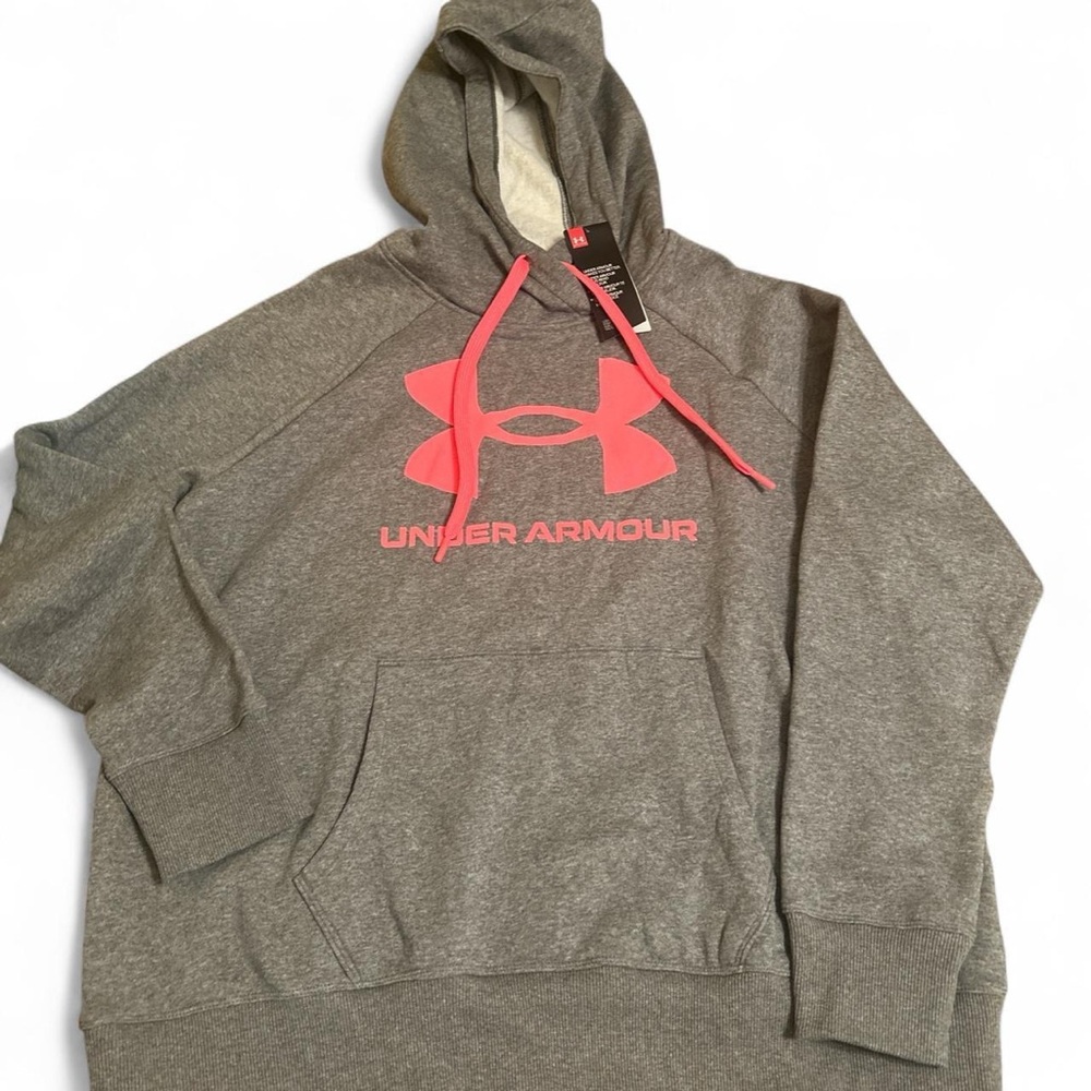 Under Armour Gray Hoodie with Pink Logo NEW